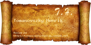 Tomasovszky Henrik névjegykártya
